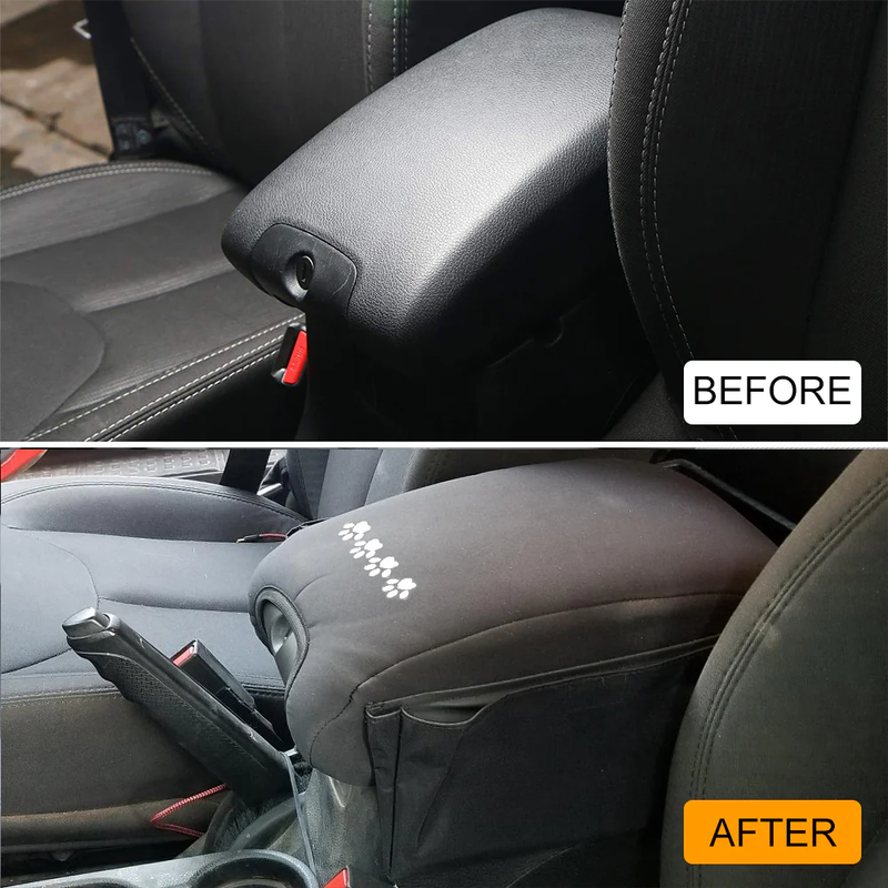 2018-2023 Jeep Wrangler JL/JLU & 2019-2023 Jeep Gladiator JT Console Armrest Cover with Dog Paw Prints Storage Bag