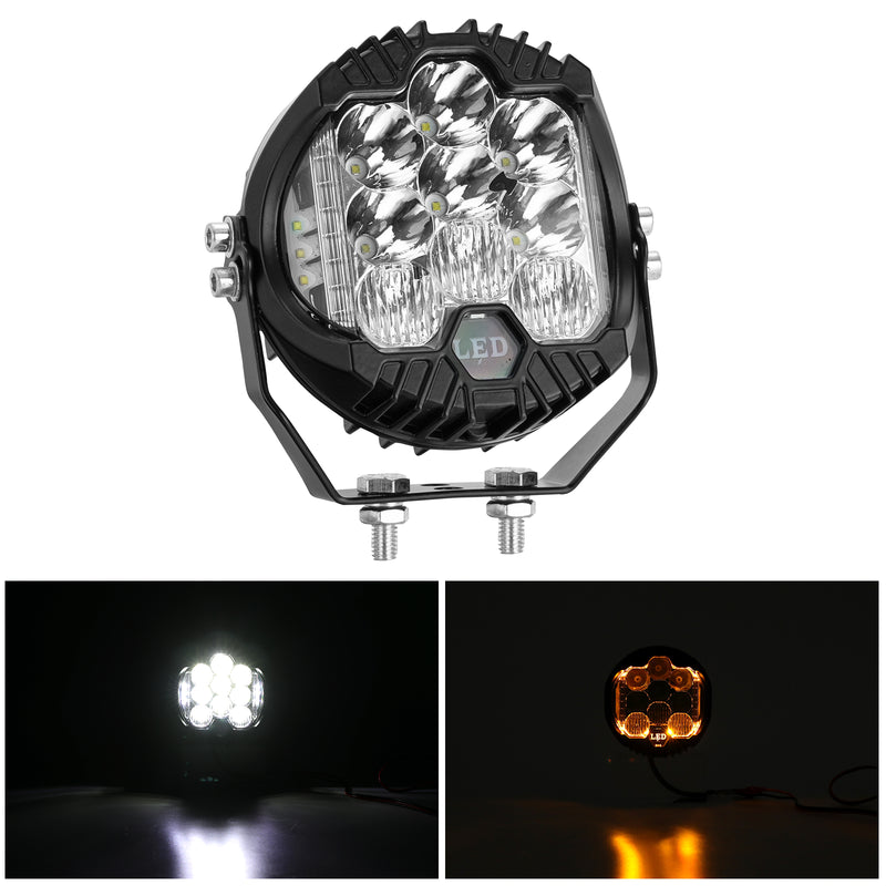 5" White/Amber Round LED Offroad Lights Spot Beam for Pickup Trucks SUV UTV ATV 4x4 (2pcs/set)