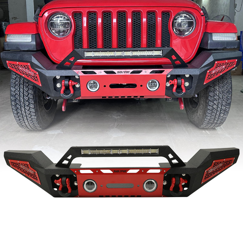 Sunpie Black Steel Jeep Front Bumper for ‘07-'26 Jeep Wrangler JK/JL 4xe & Jeep Gladiator JT