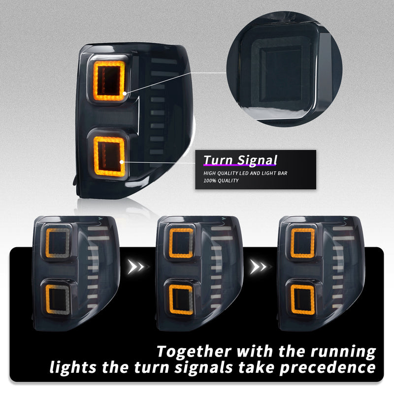 LED Tail Light Assembly Smoke PC & ABS for 2020-2025 Ford Bronco Sport Series (2Pcs/Set)