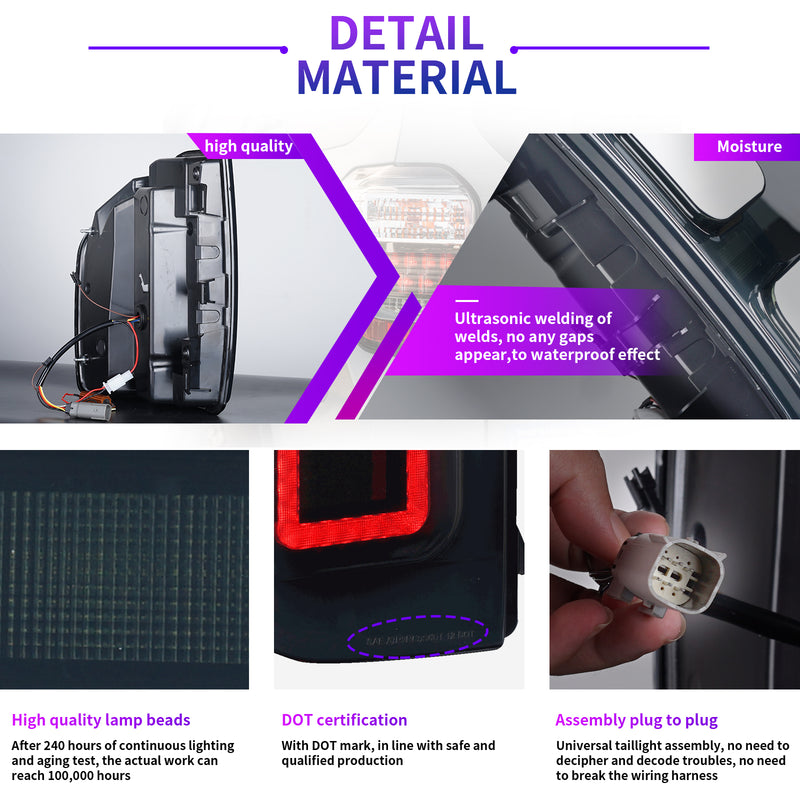 LED Tail Light Assembly Smoke PC & ABS for 2020-2025 Ford Bronco Sport Series (2Pcs/Set)