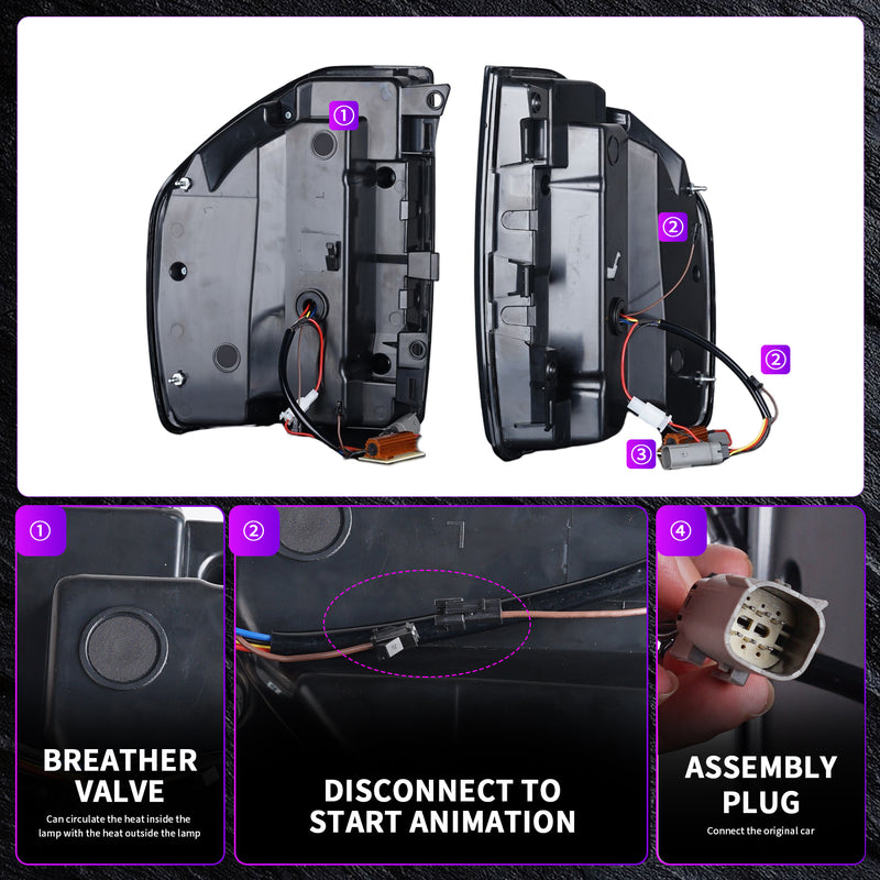 LED Tail Light Assembly Smoke PC & ABS for 2020-2025 Ford Bronco Sport Series (2Pcs/Set)