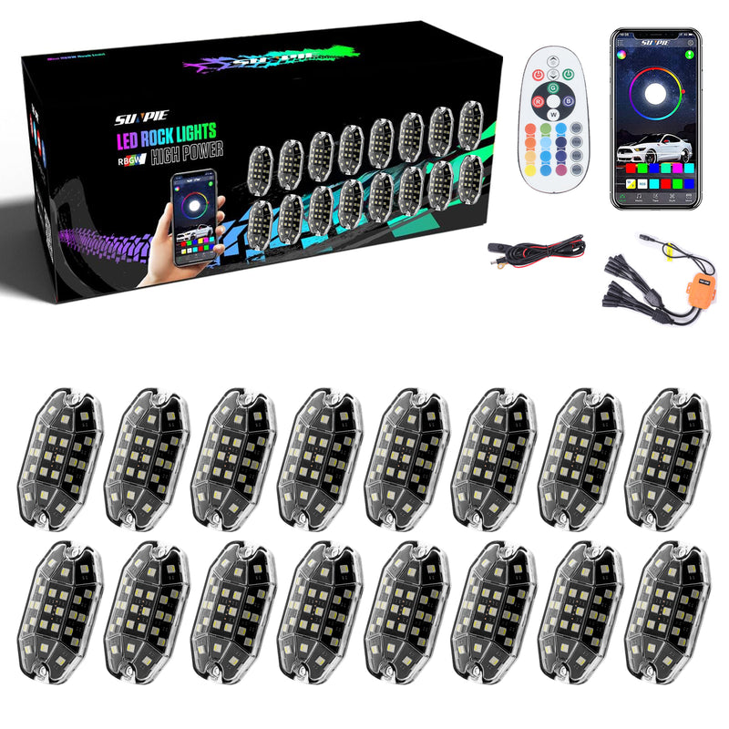 Sunpie Fifteen-Sided Series RGBW 33 LEDs LED Rock Lights (4/8/12/16/20 Pods)