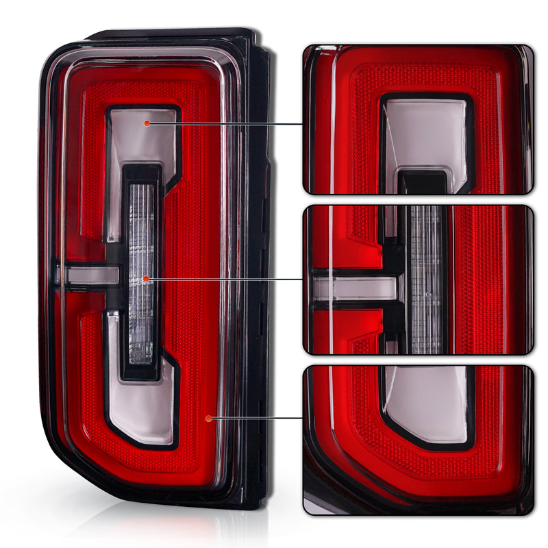 LED Tail Lights Assembly for 2021-2025 Ford Bronco Red & Smoked Lens w/ Sequential Turn Signal (2Pcs/Set)