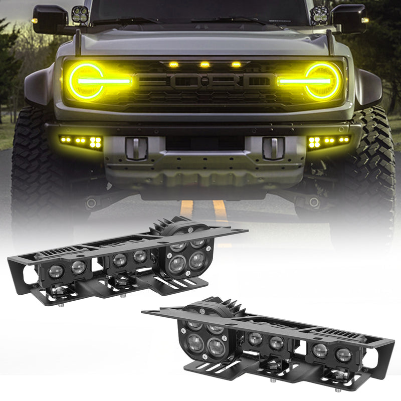 Bronco 6-Light 116W LED Flood Beam Fog Lights Kit with Remote Control (2Pcs/Set)