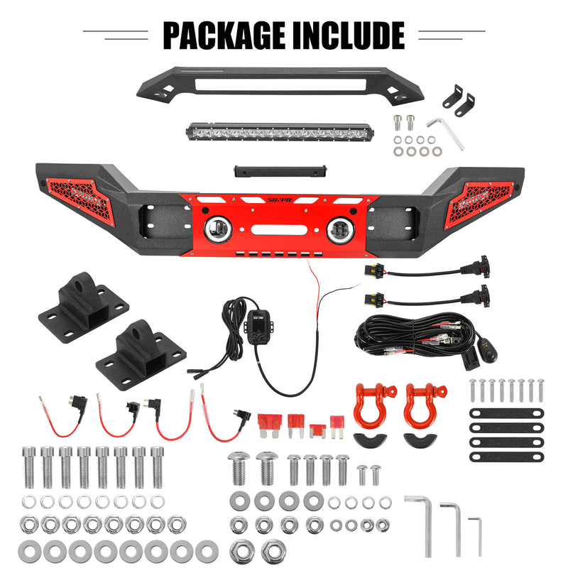 Sunpie Black Steel Jeep Front Bumper for ‘07-'26 Jeep Wrangler JK/JL 4xe & Jeep Gladiator JT