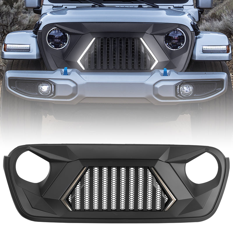 Jeep Grille (Warrior Bar) with DRL and Turn Signal for 2018-2026 Jeep Wrangler JL JLU 4XE & Jeep Gladiator