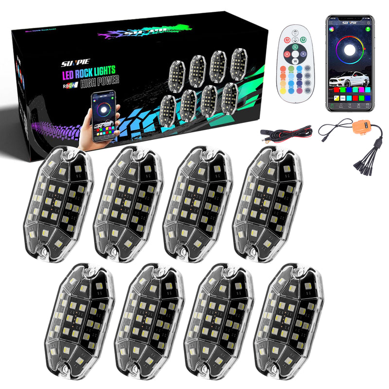 Sunpie Fifteen-Sided Series RGBW 33 LEDs LED Rock Lights (4/8/12/16/20 Pods)