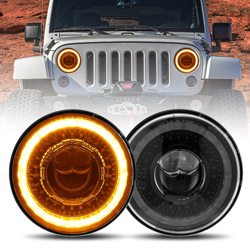 7-Inch 3D Lens LED Headlights with DRL & Turn Signal for 1976-2018 Jeep Wrangler CJ TJ LJ JK JKU (Pair)