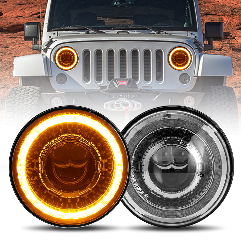 7-Inch 3D Lens LED Headlights with DRL & Turn Signal for 1976-2018 Jeep Wrangler CJ TJ LJ JK JKU (Pair)