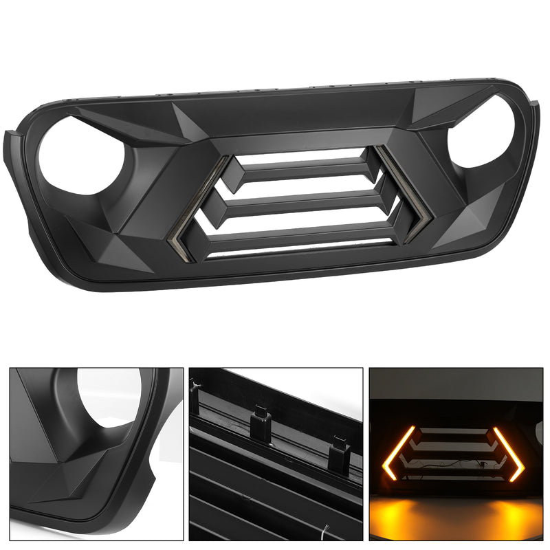 Jeep Grille (Spartan Fury) with DRL and Turn Signal for 2018-2026 Jeep Wrangler JL JLU 4XE & Jeep Gladiator