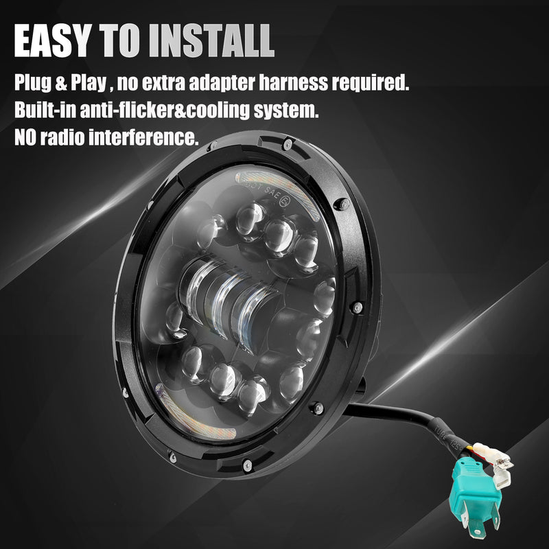 108W 7" LED Headlights with Hi/Lo Beam, DRL and Amber Turn Signal for Jeep Wrangler JK TJ LJ 1997-2018  (2pcs/set)