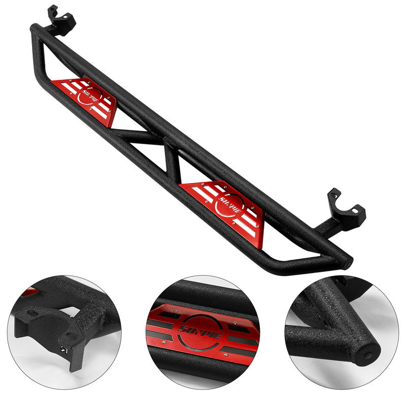 '07-'18 Jeep Wrangler JKU 4 Door Black Carbon Steel Side Steps & Running Boards (2PCS)