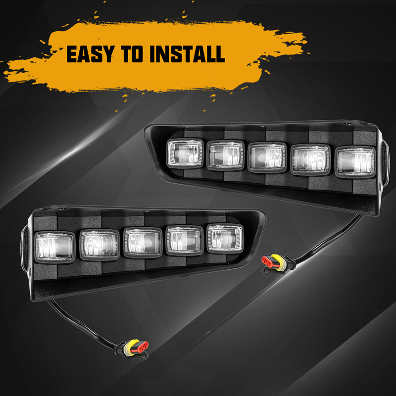 Ford Bronco LED Fog Light Kits, Black ABS-Plastic, White Light, 10 LED Beads 60W (2Pcs/Set)