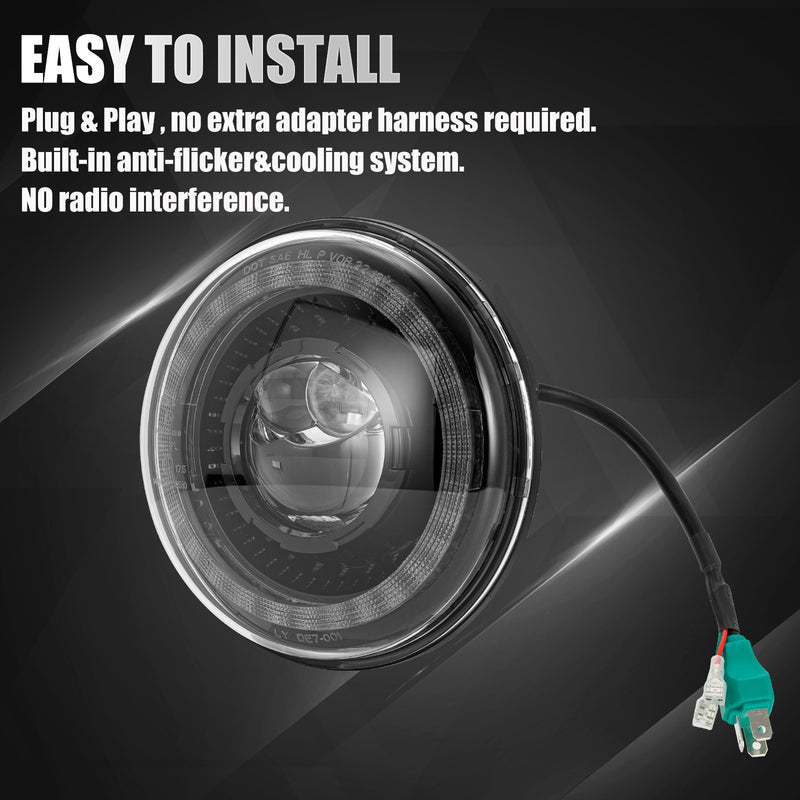 7-Inch 3D Lens LED Headlights with DRL & Turn Signal for 1976-2018 Jeep Wrangler CJ TJ LJ JK JKU (Pair)