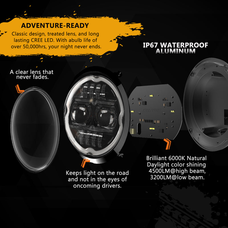 9 inch Rotating Series RGB Halo Headlights with DRL & Turn Signal for 2018+ Jeep Wrangler JL/JLU & Jeep Gladiator JT (2Pcs/Set)