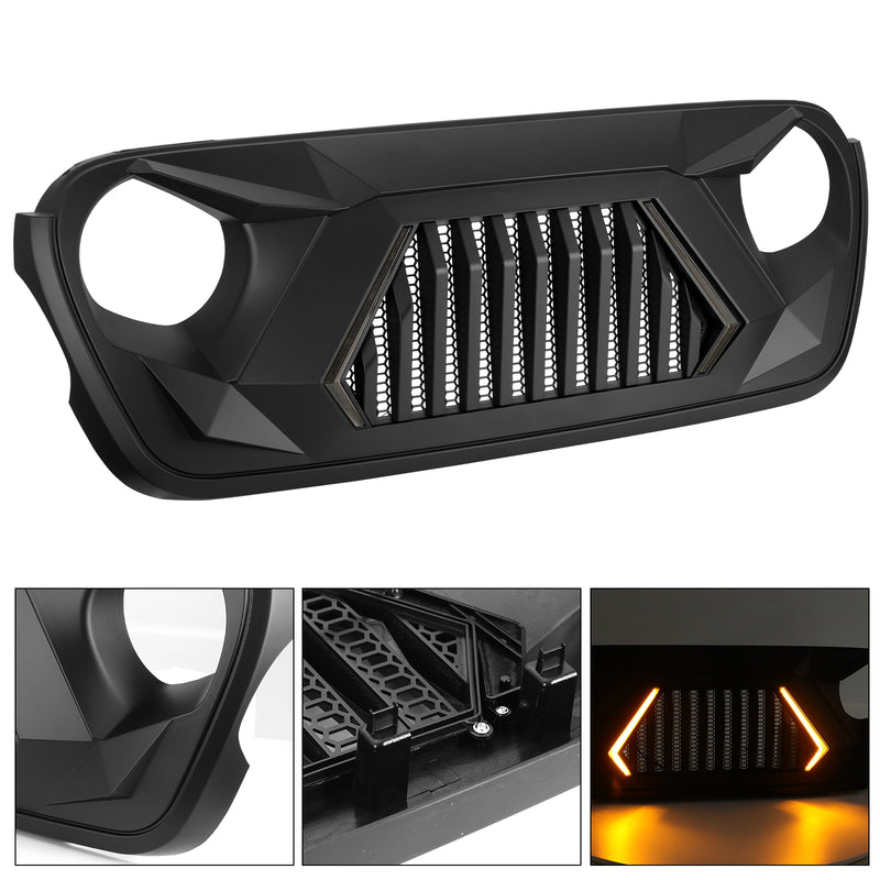 Jeep Grille (Warrior Bar) with DRL and Turn Signal for 2018-2026 Jeep Wrangler JL JLU 4XE & Jeep Gladiator