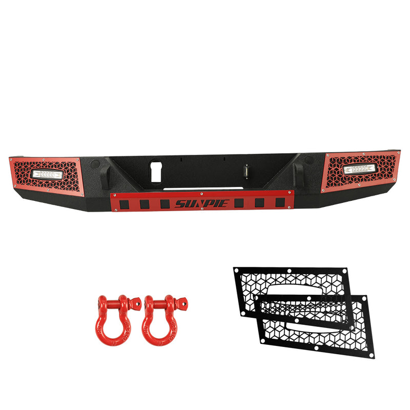 2019+ Jeep Gladiator JT Rear Bumper with License Plate Holes, Sensors Holes, D-Ring and License Plate Lights