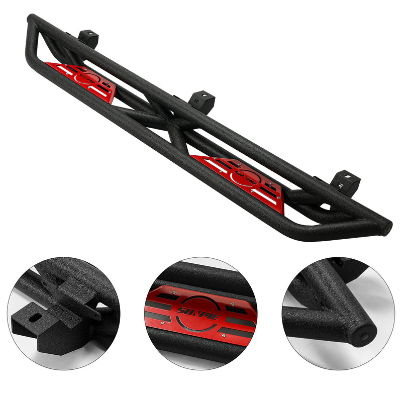 2018-2026 Jeep Wrangler 4xe JLU 4 Door Black Stainless Steel Running Boards & Step Bars