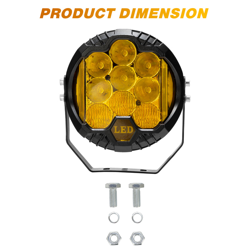 7 inch White/Amber Round Off Road Lights Amber/Yellow 80W Spot Beam for Pickup Trucks SUV UTV ATV 4x4 (2pcs/set)