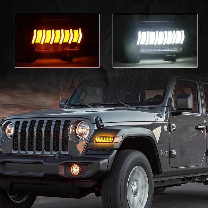 LED Fender Side Marker Lights for 2018+ Jeep Wrangler JL/JLU and Jeep Gladiator Sport and Sport S Series Models