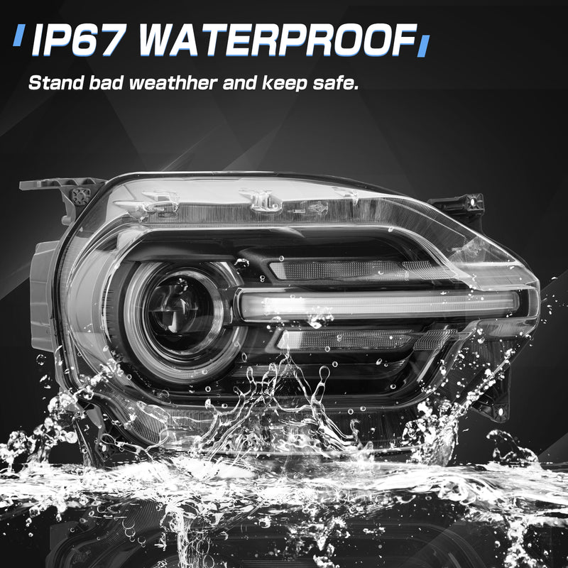 LED Headlights Assembly with DRL and Turn Signal for '20-'25 Ford Bronco Sport Series (2Pcs/Set)