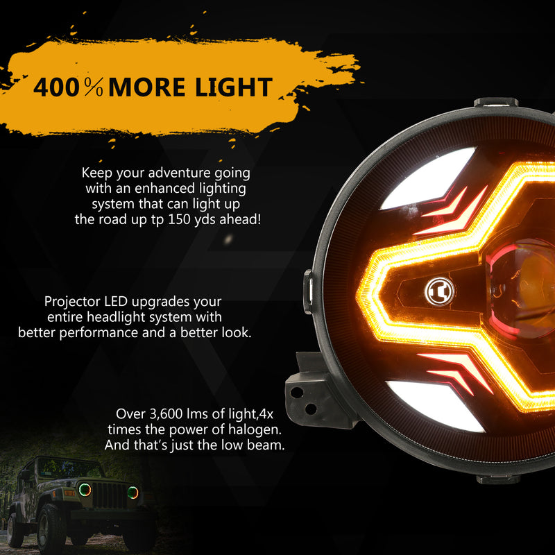 9"Headlights with DRL & Turn Signal for 2018+ Later Jeep Wrangler 4xe JL/JLU Jeep Gladiator JT (2Pcs/Set)