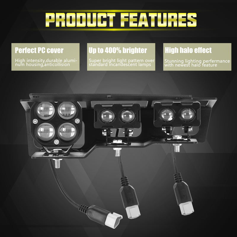 Bronco 6-Light 116W LED Flood Beam Fog Lights Kit with Remote Control (2Pcs/Set)