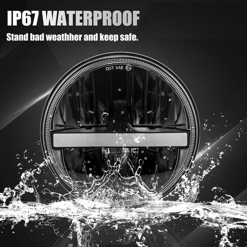 7" Round LED Headlights W/Amber Turn Signal & DRL for Jeep Wrangler JK/JKU CJ-8 CJ-7 TJ Chevy and Miata (2pcs/set)