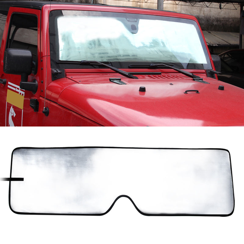 Front Windshield Sunshade Sun Shade Compatible with 1997-2018 Jeep Wrangler TJ LJ JK JKU 2 Door & 4 Door