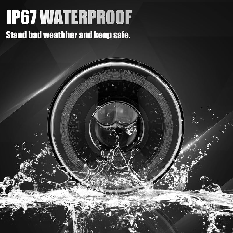 7-Inch 3D Lens LED Headlights with DRL & Turn Signal for 1976-2018 Jeep Wrangler CJ TJ LJ JK JKU (Pair)