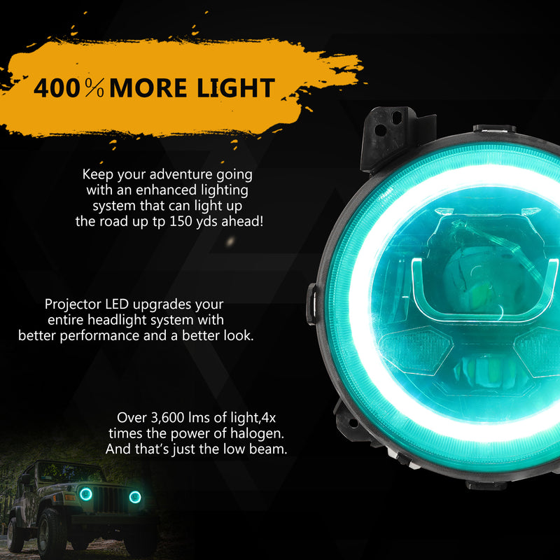 Sunpie 9 inch LED RGB Headlights for 2018-2025 Jeep Wrangler JL/JLU & Jeep Gladiator JT (2pcs/set)