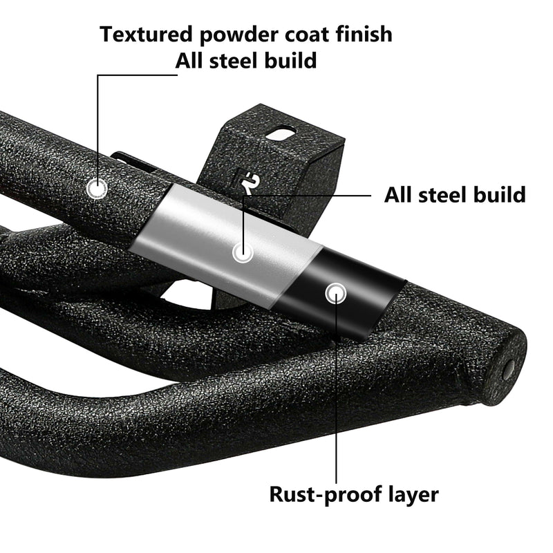 2018-2026 Jeep Wrangler 4xe JLU 4 Door Black Stainless Steel Running Boards & Step Bars