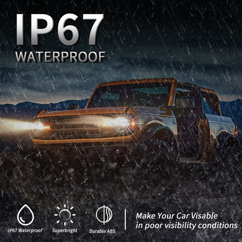 LED Headlights Assembly for 2021-2025 Ford Bronco with DRL and Amber Sequential Turn Signal (2Pcs/Set)