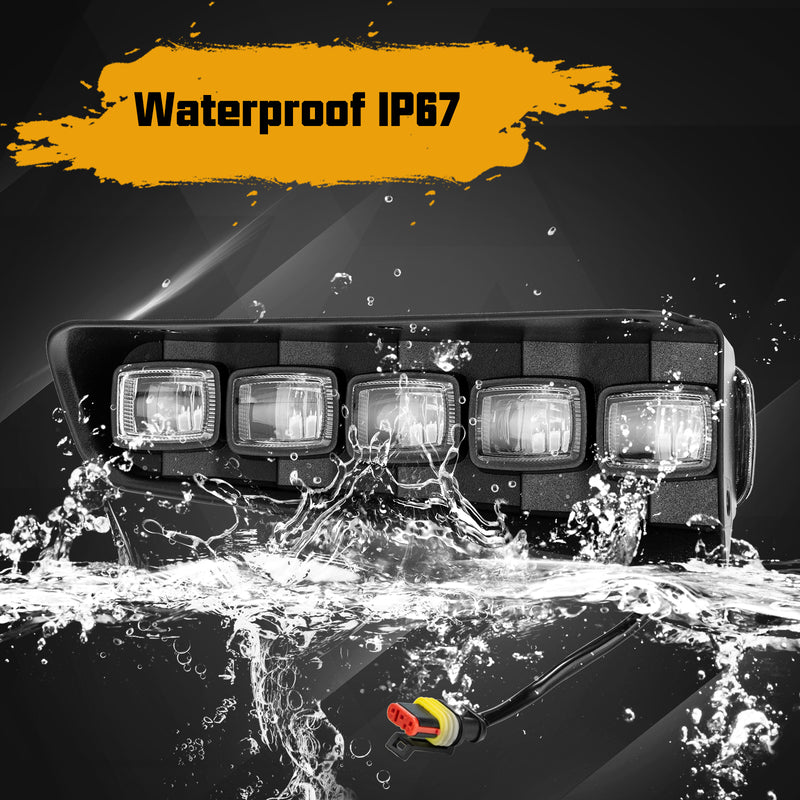 Ford Bronco LED Fog Light Kits, Black ABS-Plastic, White Light, 10 LED Beads 60W (2Pcs/Set)