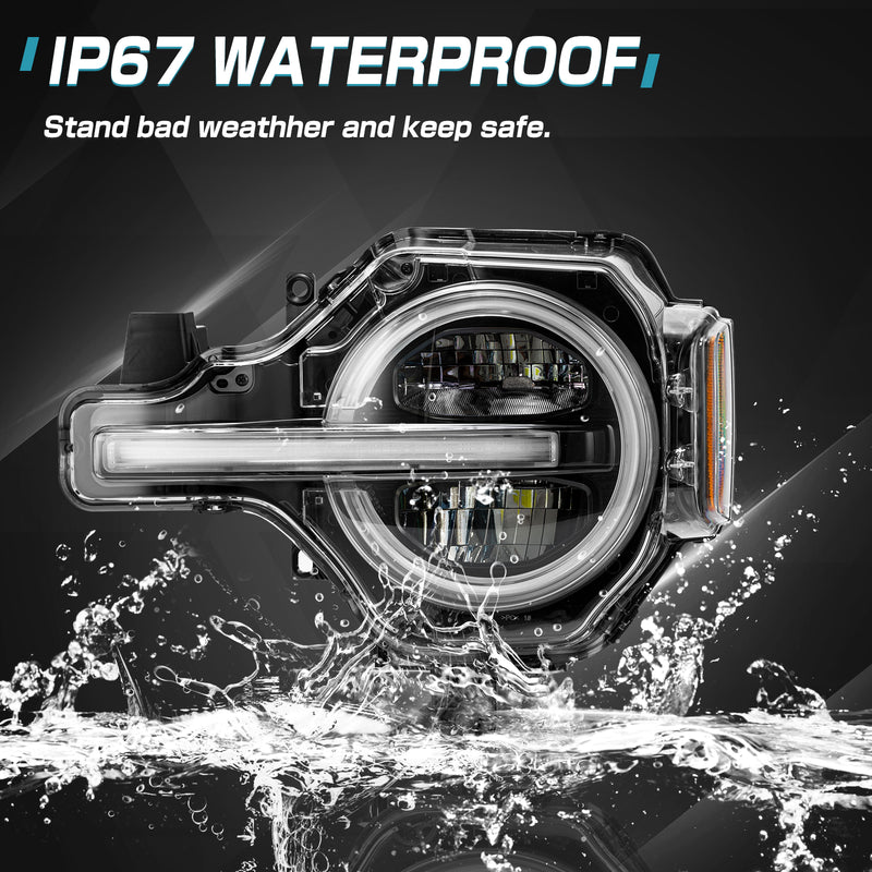 Ford Bronco LED Headlights with DRL and Turn Signals (2Pcs/Set)