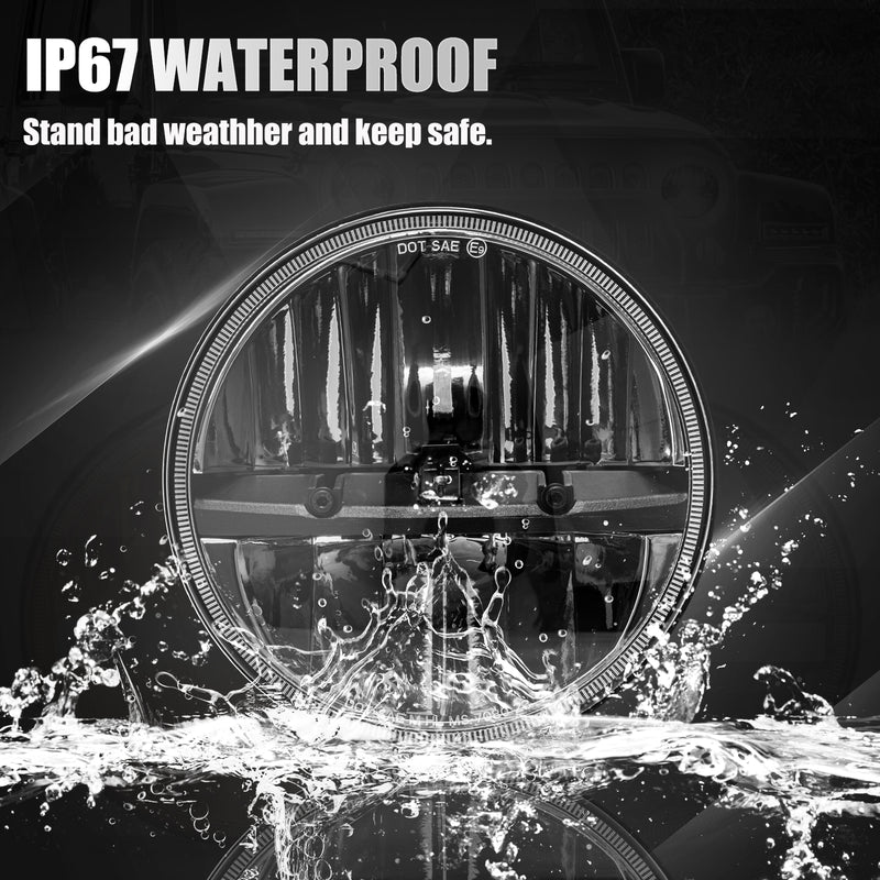 7 inch LED Headlights with Hi/Lo Beam for Jeep Wrangler JK/JKU CJ-8 CJ-7 TJ Chevy and Miata  (2pcs/set)