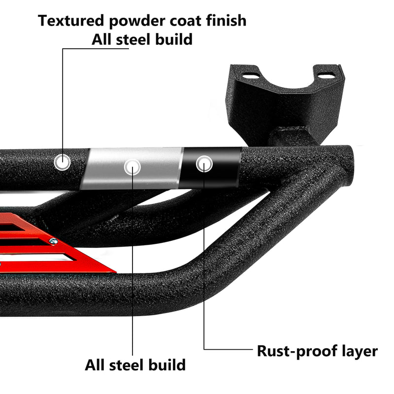 '07-'18 Jeep Wrangler JKU 4 Door Black Carbon Steel Side Steps & Running Boards (2PCS)