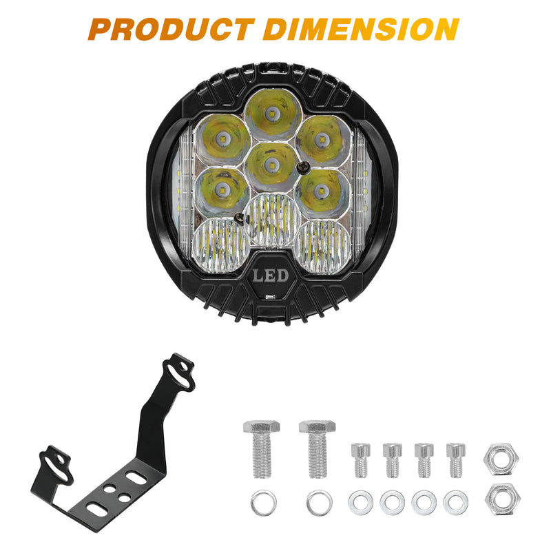 5" White/Amber Round LED Offroad Lights Spot Beam for Pickup Trucks SUV UTV ATV 4x4 (2pcs/set)