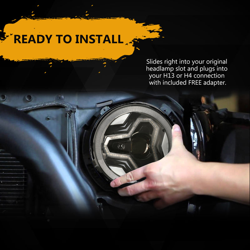 9"Headlights with DRL & Turn Signal for 2018+ Later Jeep Wrangler 4xe JL/JLU Jeep Gladiator JT (2Pcs/Set)