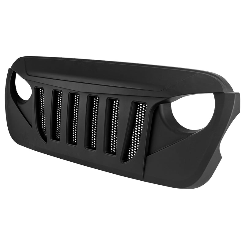 Jeep Grille (Transformers) with Mesh Matte Black Grid for 2018-2026 Jeep Wrangler JL JLU 4XE & Jeep Gladiator JT