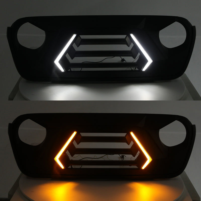 Jeep Grille (Spartan Fury) with DRL and Turn Signal for 2018-2026 Jeep Wrangler JL JLU 4XE & Jeep Gladiator