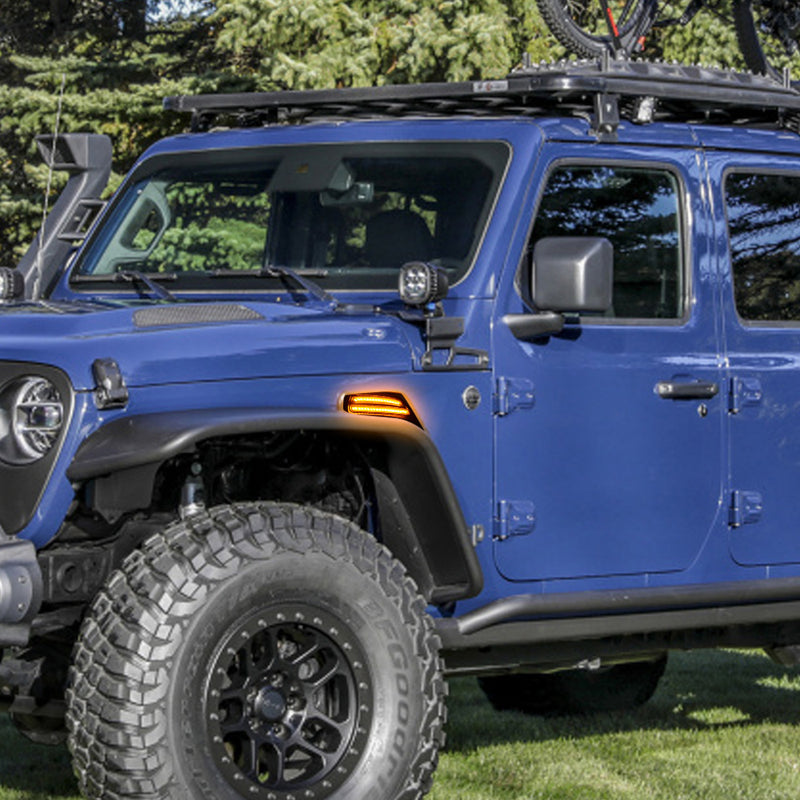 Sunpie LED Fender Side Marker Lights DRL Dynamic Turn Signal Compatible with 2018-2025 Jeep Wrangler 4xe JL JLU Jeep Gladiator JT (2PCS)