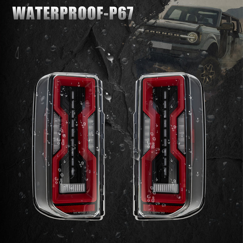 Ford Bronco LED Tail Lights ABS - Plastic Smoked and Clear (2Pcs/Set)
