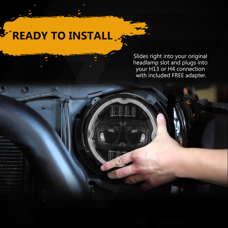 9 inch Rotating Series RGB Halo Headlights with DRL & Turn Signal for 2018+ Jeep Wrangler JL/JLU & Jeep Gladiator JT (2Pcs/Set)