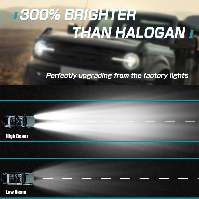 Ford Bronco LED Headlights with DRL and Turn Signals (2Pcs/Set)