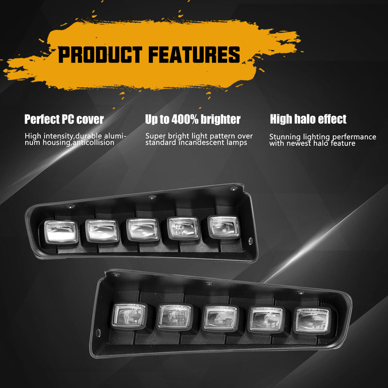 Ford Bronco LED Fog Light Kits, Black ABS-Plastic, White Light, 10 LED Beads 60W (2Pcs/Set)