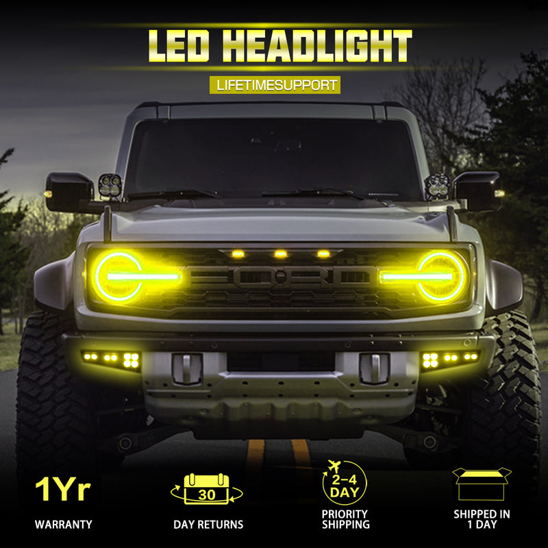 Bronco 6-Light 116W LED Flood Beam Fog Lights Kit with Remote Control (2Pcs/Set)