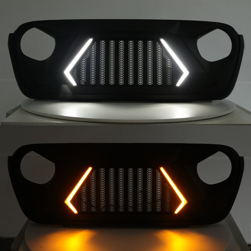Jeep Grille (Warrior Bar) with DRL and Turn Signal for 2018-2026 Jeep Wrangler JL JLU 4XE & Jeep Gladiator
