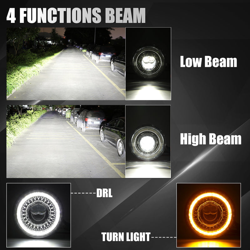 7-Inch 3D Lens LED Headlights with DRL & Turn Signal for 1976-2018 Jeep Wrangler CJ TJ LJ JK JKU (Pair)